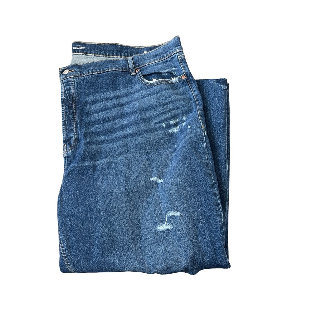 Old Navy High Rise Slouchy Straight Distressed Denim Button Fly Plus Size 28